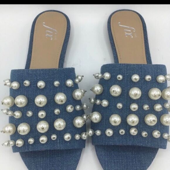 🎁The fix Faris Flat Slide Denim sandals size :9.5 - Picture 2 of 10